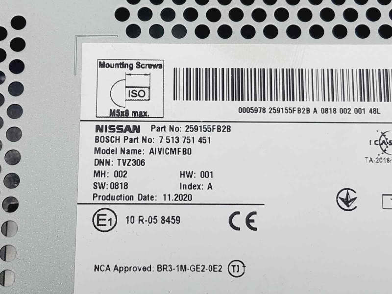 Recambio de sistema audio / cd para nissan micra v (k14) k14 referencia OEM IAM 259155FB2B  