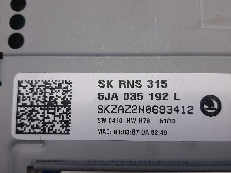 Recambio de sistema navegacion gps para skoda rapid elegance referencia OEM IAM 5JA035192L  