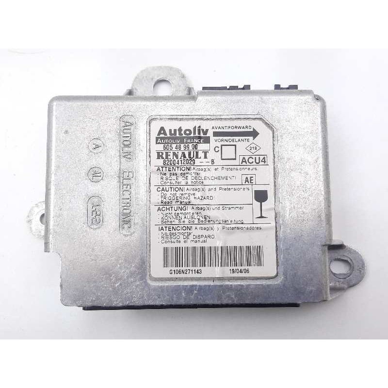 Recambio de centralita airbag para renault megane ii berlina 5p dynamique referencia OEM IAM 8200412029 605489900 G106N271143