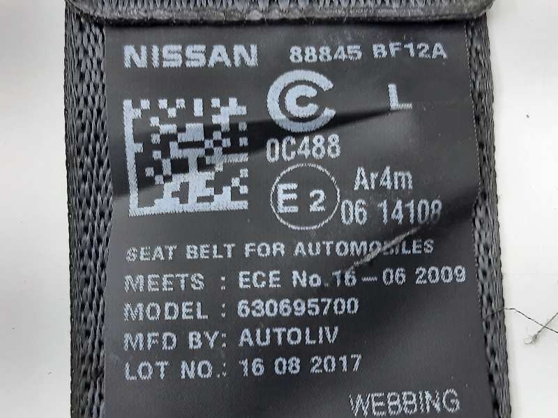 Recambio de cinturon seguridad trasero izquierdo para nissan juke (f15) acenta referencia OEM IAM 88845BF12A 88845BF12A 