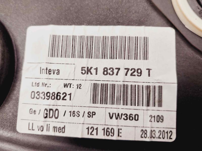 Recambio de elevalunas delantero izquierdo para volkswagen golf vi (5k1) gti referencia OEM IAM 5K1837729T 5K0959701B 5K0959793