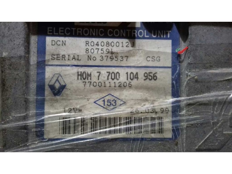 Recambio de centralita motor uce para renault clio ii fase i (b/cbo) 1.9 diesel referencia OEM IAM 7700104956 LUCAS 7700111206