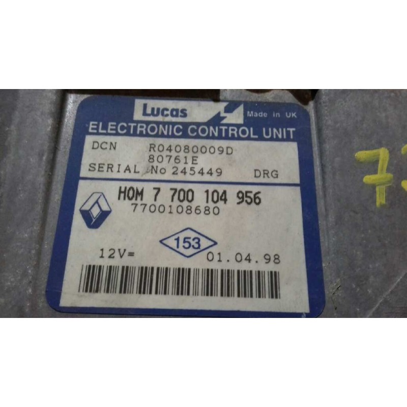 Recambio de centralita motor uce para renault clio ii fase i (b/cbo) 1.9 d referencia OEM IAM 7700104956 LUCAS R04080009D