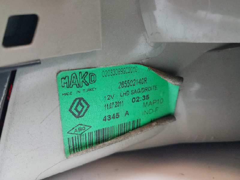 Recambio de piloto trasero derecho para renault fluence dynamique referencia OEM IAM 265502140R  