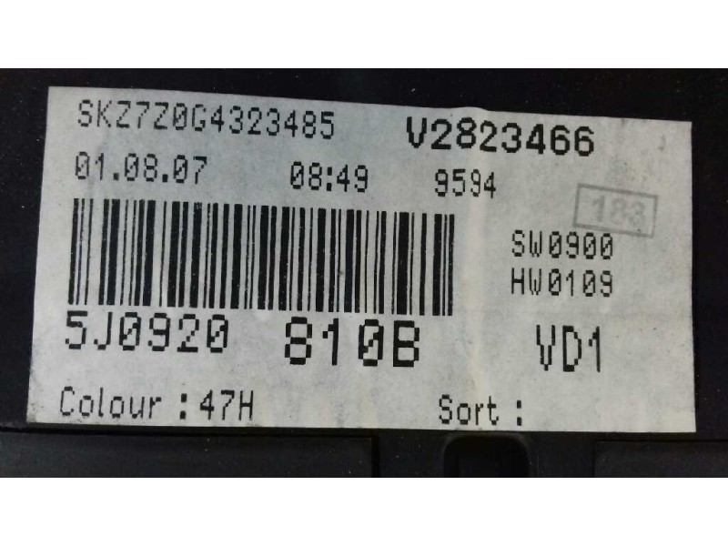 Recambio de cuadro instrumentos para skoda roomster (5j7) family referencia OEM IAM 5J0920810B VDO 