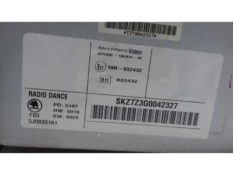 Recambio de sistema audio / cd para skoda roomster (5j7) family referencia OEM IAM 5J0035161  