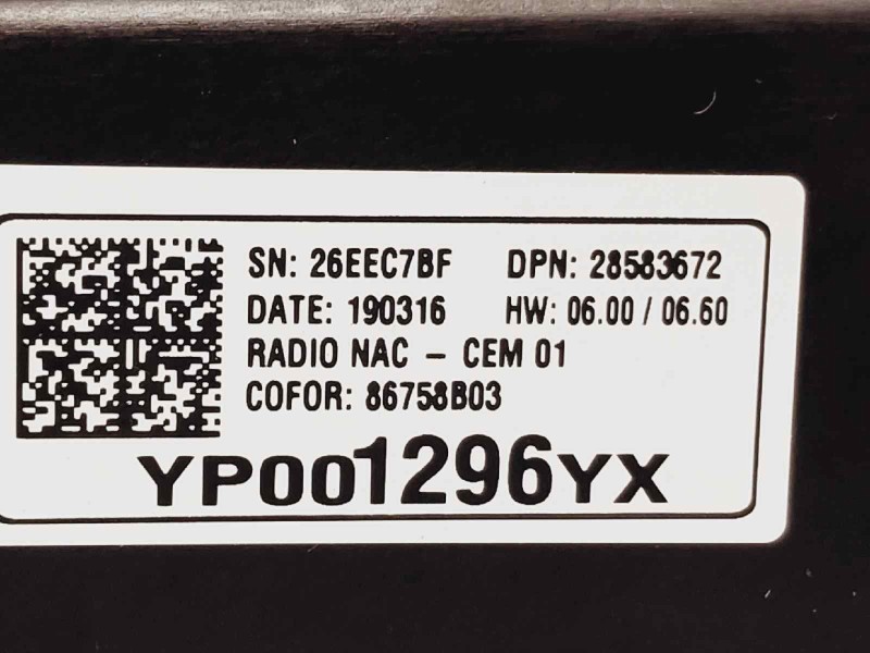 Recambio de pantalla multifuncion para opel crossland x selective referencia OEM IAM YP001296YX 28583672 