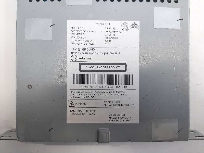 Recambio de sistema audio / cd para citroen c4 lim. live edition referencia OEM IAM 9805593680  