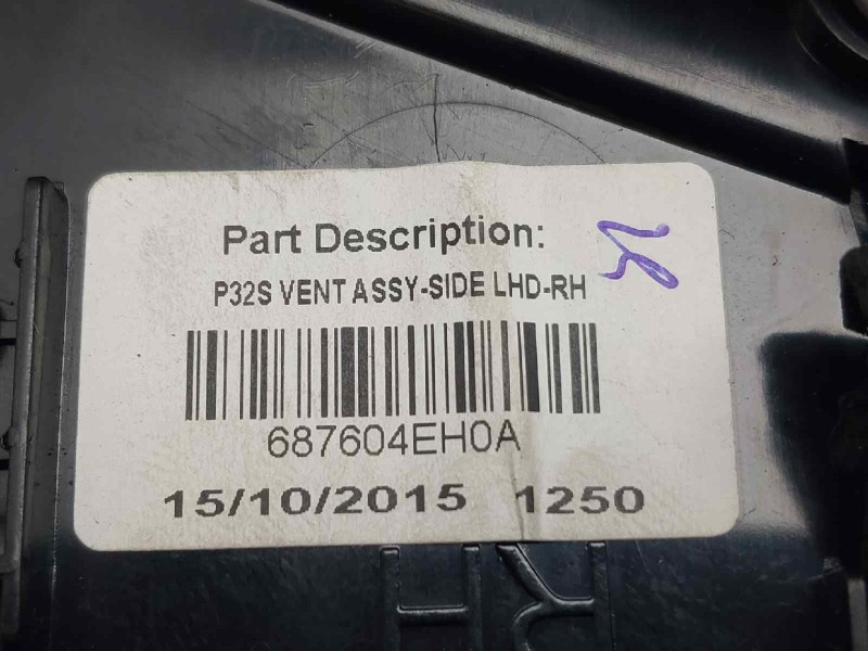 Recambio de rejilla aireadora para nissan qashqai (j11) black edition referencia OEM IAM 687604EA0A 687604EH0A 