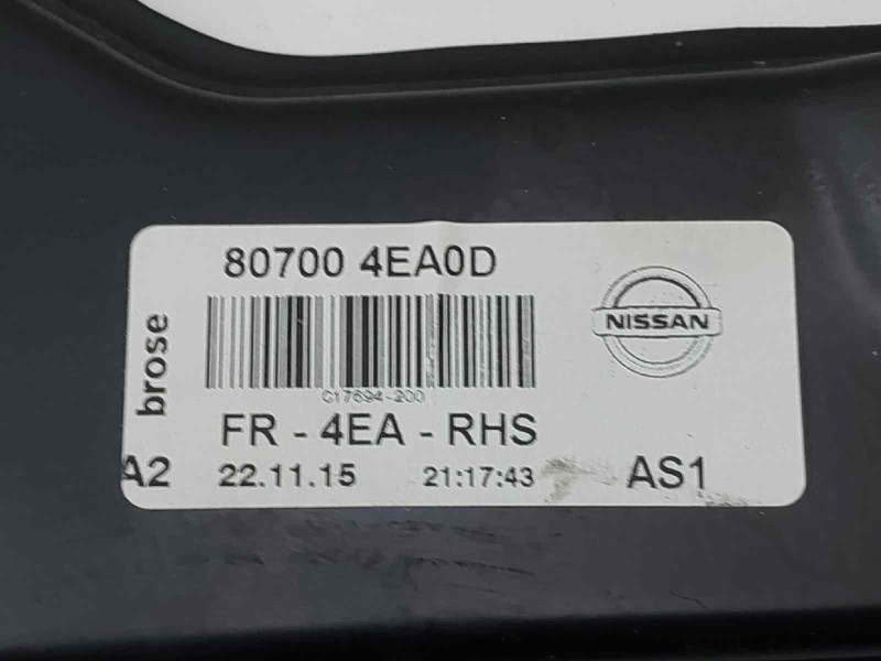 Recambio de elevalunas delantero derecho para nissan qashqai (j11) black edition referencia OEM IAM 807004EA0D  