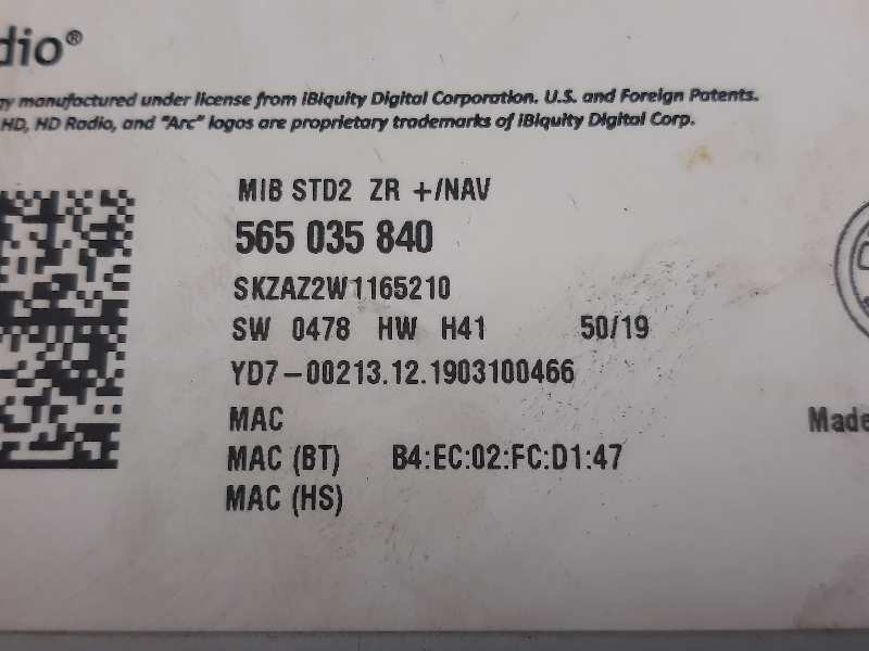 Recambio de sistema audio / cd para skoda karoq (nu) sportline 4x4 referencia OEM IAM 565035840  