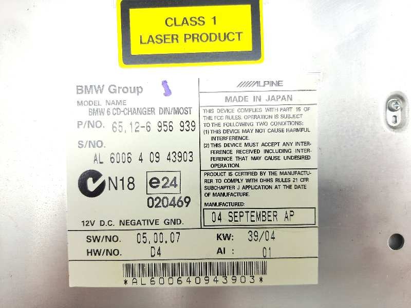 Recambio de sistema audio / cd para bmw serie 5 berlina (e60) 525d referencia OEM IAM 65126956939  