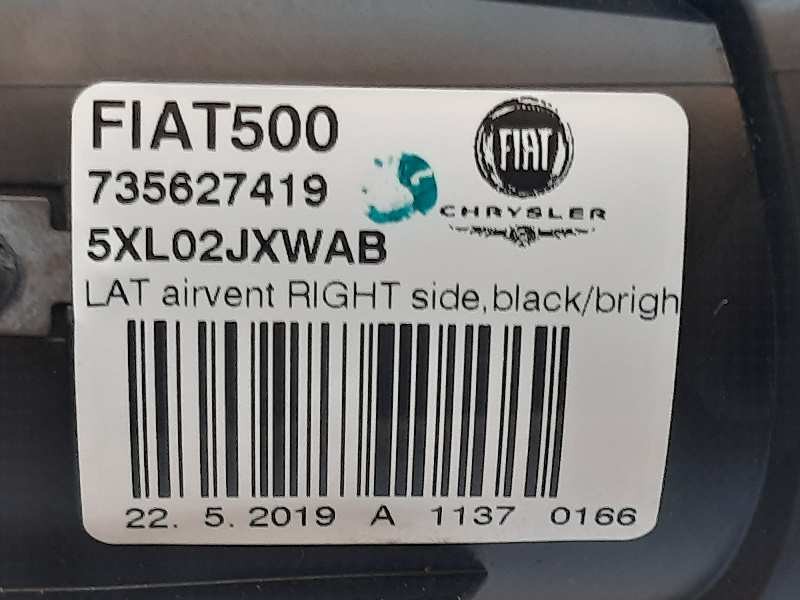 Recambio de rejilla aireadora para fiat 500 (312) 1.2 referencia OEM IAM 735627419 5XL02JXWAB 
