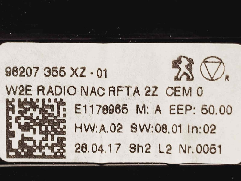 Recambio de mando climatizador para peugeot 508 sw active referencia OEM IAM 98207355XZ  