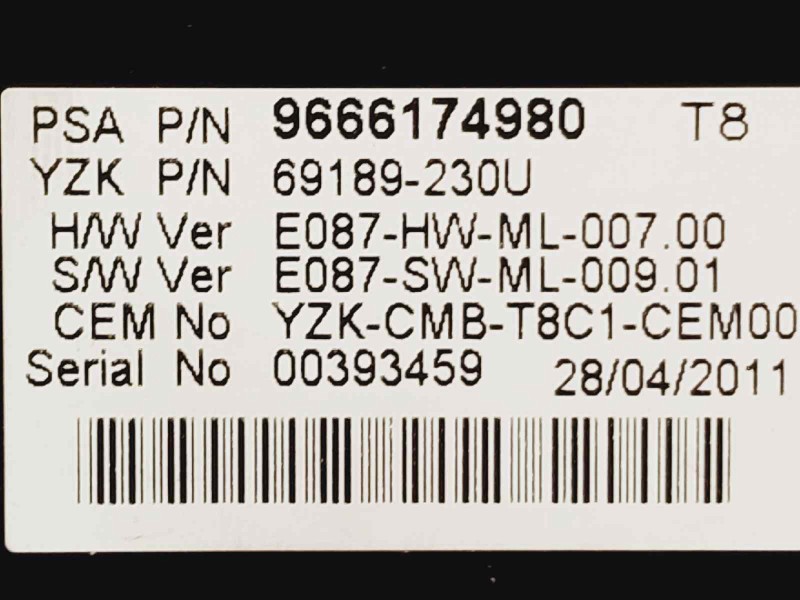 Recambio de cuadro instrumentos para peugeot 5008 premium referencia OEM IAM 9666174980  