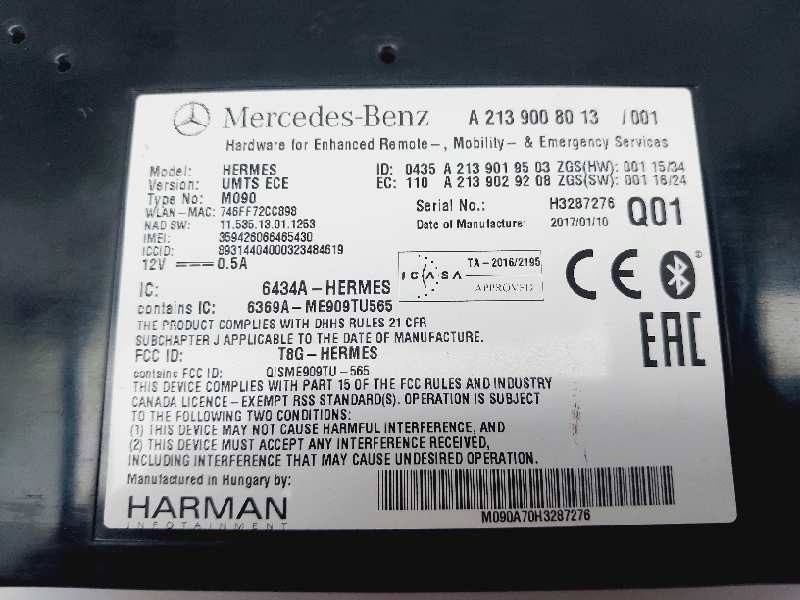 Recambio de modulo electronico para mercedes gla (clase 245 g) 220 d referencia OEM IAM A2139008013  