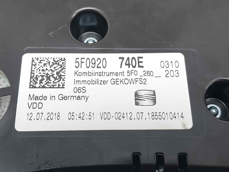 Recambio de cuadro instrumentos para seat leon (5f1) style visio referencia OEM IAM 5F0920740E A2C12362000 