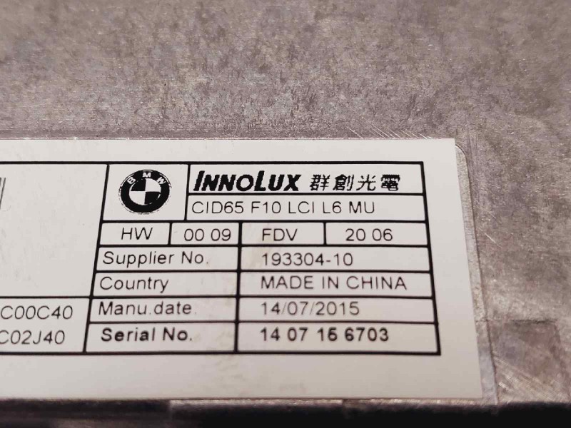 Recambio de pantalla multifuncion para bmw serie 5 lim. (f10) 520d referencia OEM IAM 9289007020  