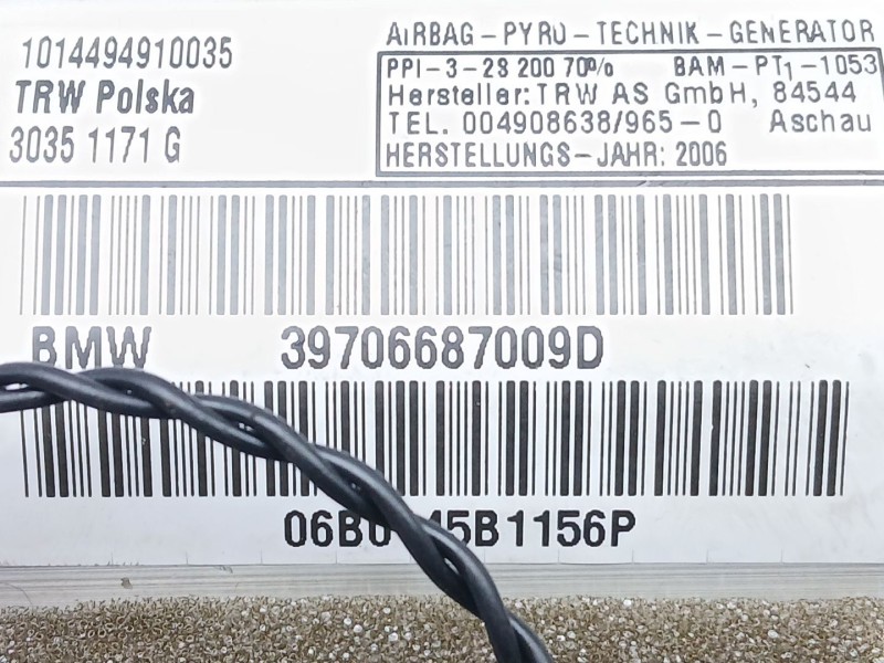 Recambio de airbag delantero derecho para bmw serie 1 berlina (e81/e87) 118d referencia OEM IAM 39706687009D  