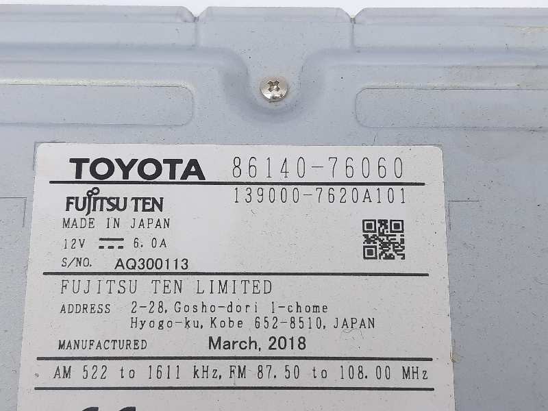 Recambio de sistema audio / cd para lexus ct 200h white edition referencia OEM IAM 8614076060 1390007620A101 