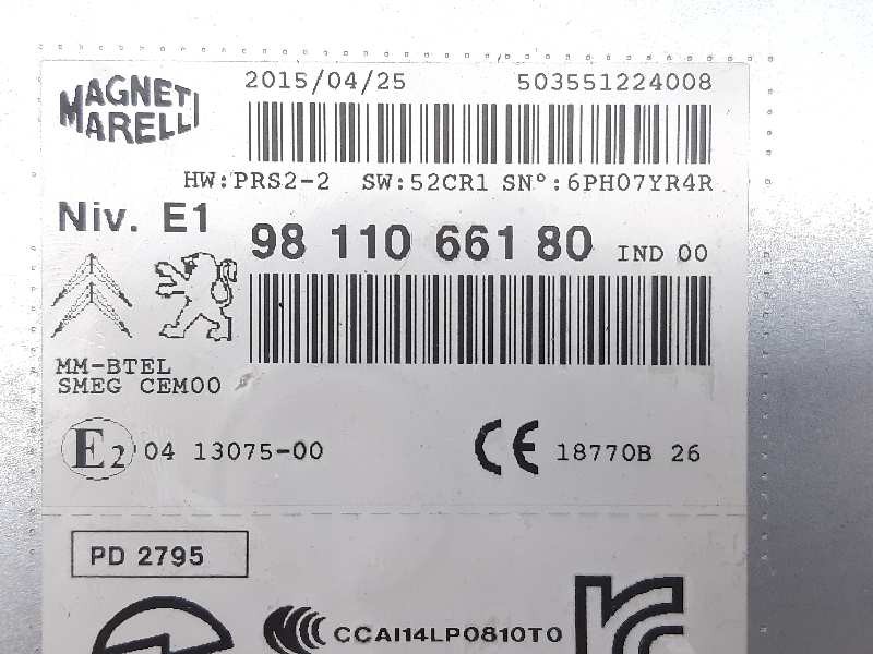 Recambio de sistema audio / cd para peugeot 2008 (--.2013) style referencia OEM IAM 9811066180  