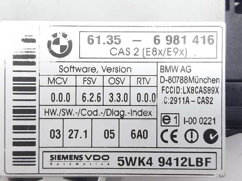 Recambio de modulo electronico para bmw serie 1 berlina (e81/e87) 118d referencia OEM IAM 61356981416 5WK49412LBF 