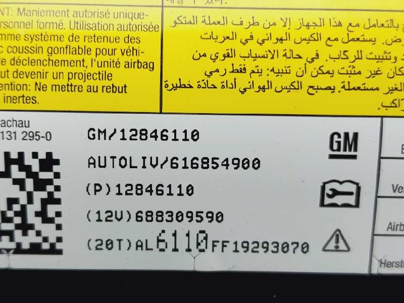 Recambio de airbag delantero derecho para chevrolet cruze ls+ referencia OEM IAM 12846110 688309590 