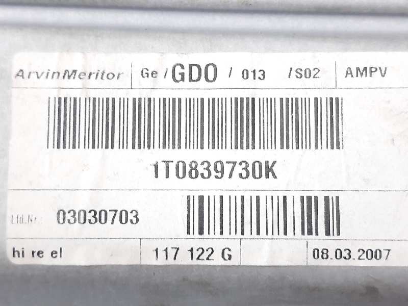 Recambio de elevalunas trasero derecho para volkswagen touran (1t2) sport referencia OEM IAM 1T0839730K 1T0971693BC 1T0839756E