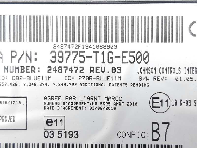 Recambio de modulo electronico para honda cr-v elegance 4x2 referencia OEM IAM 39775T1GE500  