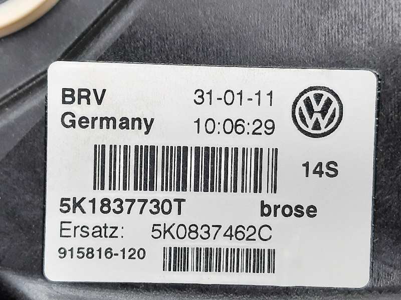 Recambio de elevalunas delantero derecho para volkswagen golf vi (5k1) sport referencia OEM IAM 5K1837730T 5K0837462C 