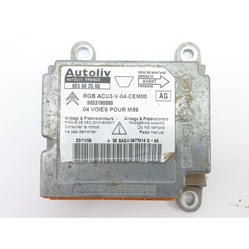 Recambio de centralita airbag para citroën berlingo 1.9 d sx familiar referencia OEM IAM 9653190880  