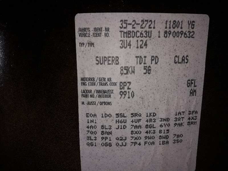 skoda superb (3u4) del año 2007