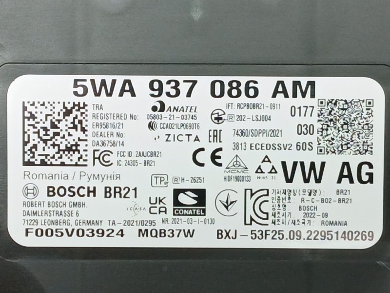 Recambio de modulo electronico para cupra leon (kl1, ku1, kug) 1.5 tsi referencia OEM IAM 5WA937086AM  