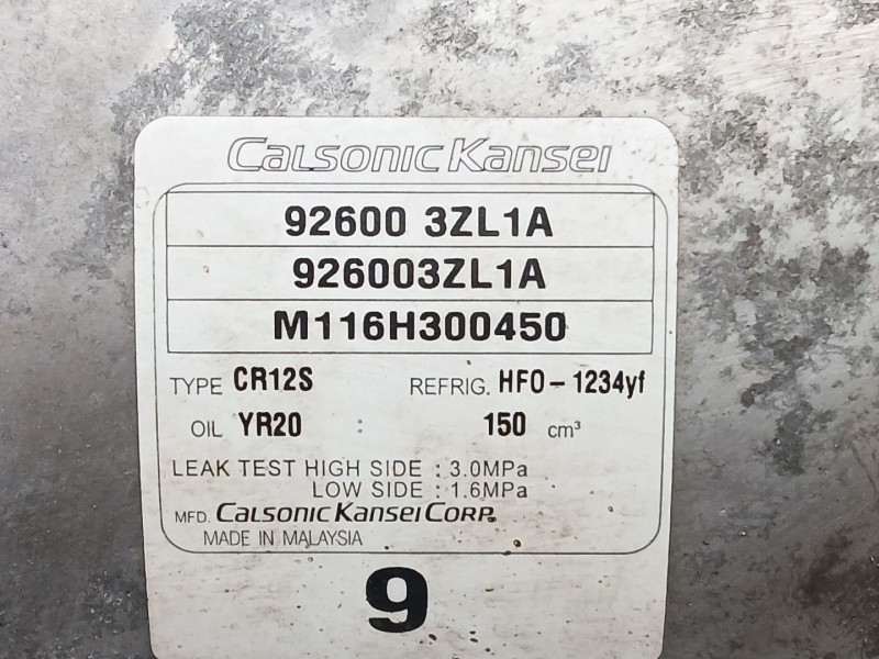 Recambio de compresor aire acondicionado para nissan juke (f15) 1.2 dig-t referencia OEM IAM 926003ZL1A  