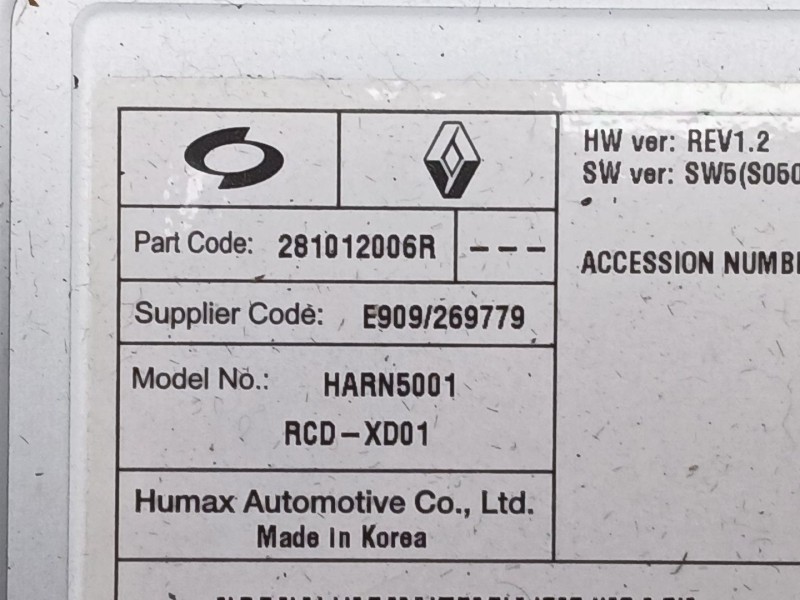 Recambio de sistema audio / cd para renault talisman (lp_) 1.6 dci 130 referencia OEM IAM 281012006R  