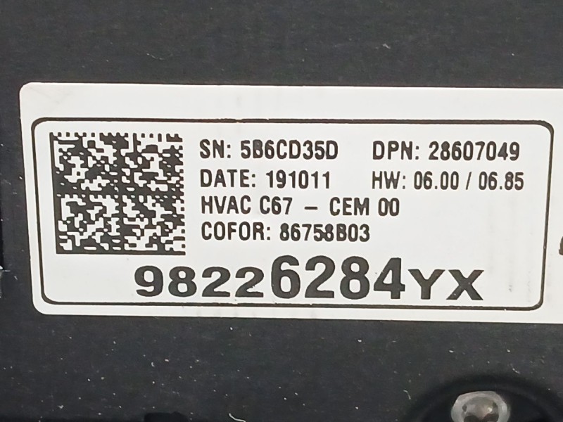 Recambio de mando climatizador para opel crossland x / crossland (p17, p2qo) 1.2 (75) referencia OEM IAM 98226284YX  