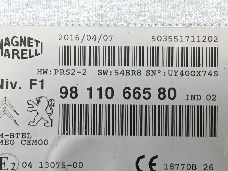 Recambio de sistema audio / cd para peugeot 2008 i (cu_) 1.6 bluehdi 100 referencia OEM IAM 9811066580  