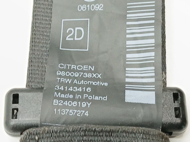 Recambio de cinturon seguridad trasero derecho para citroën c4 cactus 1.2 thp 110 referencia OEM IAM 34143652A  98009738XX