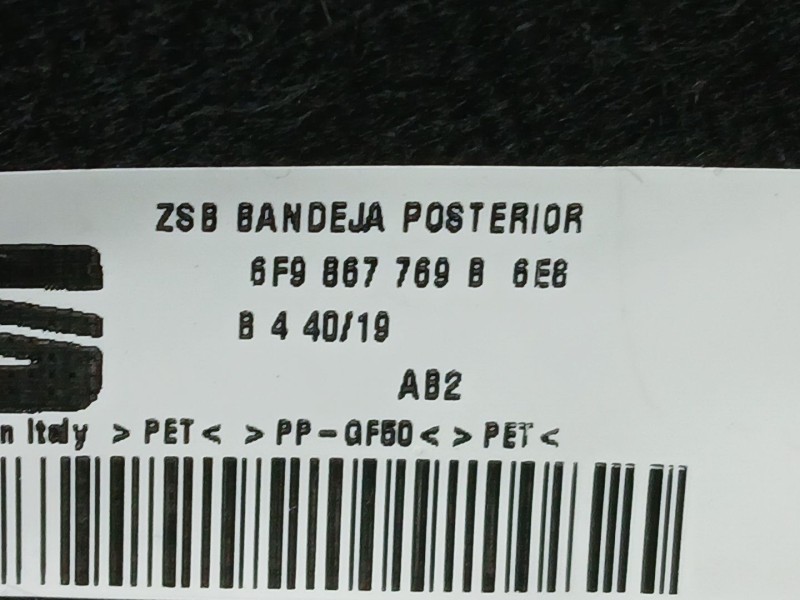 Recambio de bandeja trasera para seat arona (kj7, kjp) 1.0 tsi referencia OEM IAM 6F9867769B  