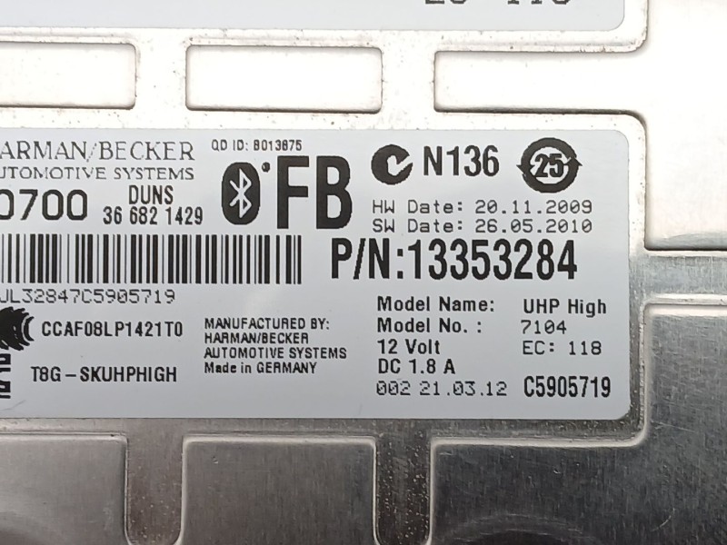 Recambio de modulo electronico para opel zafira tourer c (p12) 2.0 cdti (75) referencia OEM IAM 13353284  