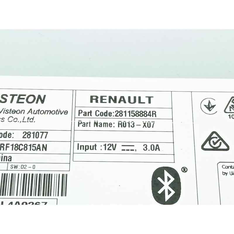 Recambio de sistema audio / cd para dacia dokker furgoneta/monovolumen 1.5 blue dci 95 (fejl) referencia OEM IAM 281158884R  