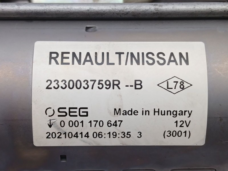 Recambio de motor arranque para dacia dokker furgoneta/monovolumen 1.5 blue dci 95 (fejl) referencia OEM IAM 233003759R  0001170