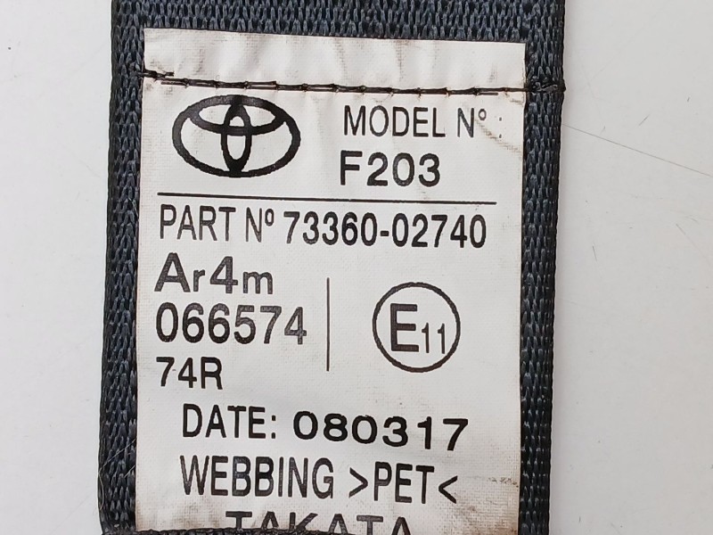 Recambio de cinturon seguridad trasero derecho para toyota auris (_e18_) 1.2 (nre185_) referencia OEM IAM 7336002740  