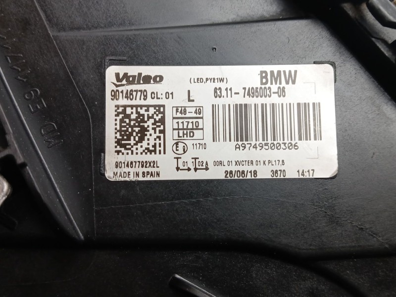 Recambio de faro izquierdo para bmw x1 (f48) sdrive 18 d referencia OEM IAM 90146779 63117436461 7492089