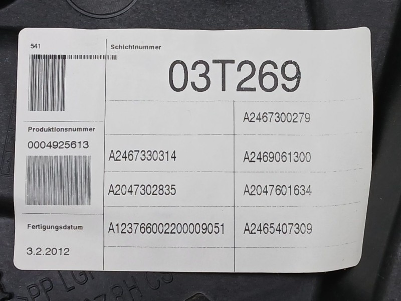 Recambio de elevalunas trasero derecho para mercedes-benz clase b sports tourer (w246, w242) b 180 cdi (246.200) referencia OEM 