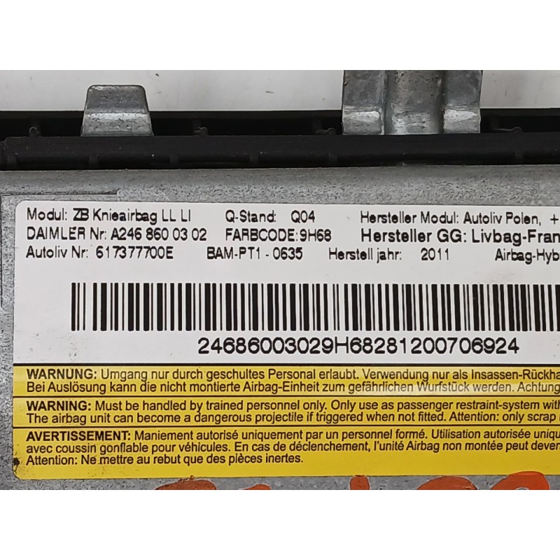 Recambio de kit airbag para mercedes-benz clase b sports tourer (w246, w242) b 180 cdi (246.200) referencia OEM IAM A24668000879