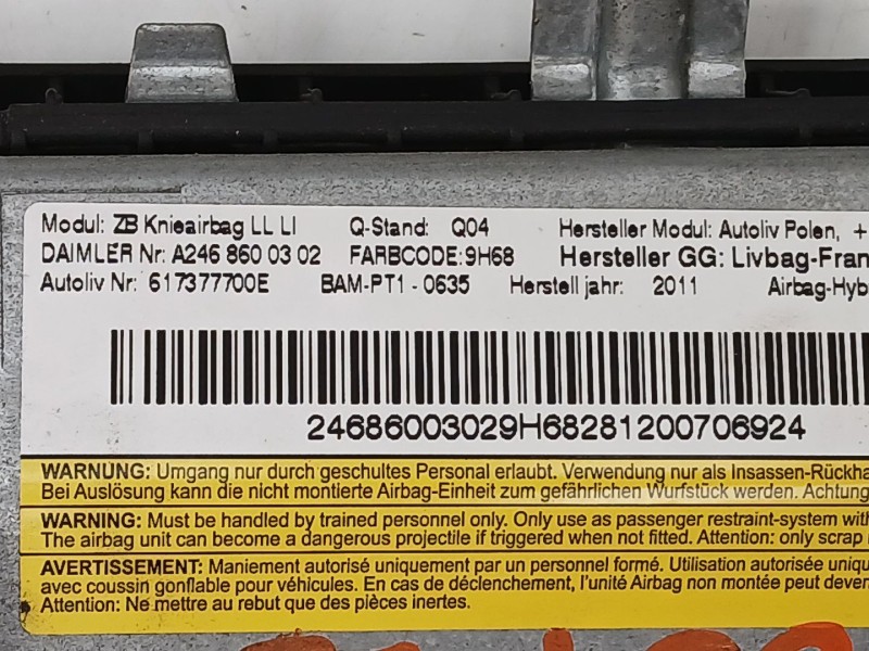 Recambio de kit airbag para mercedes-benz clase b sports tourer (w246, w242) b 180 cdi (246.200) referencia OEM IAM A24668000879