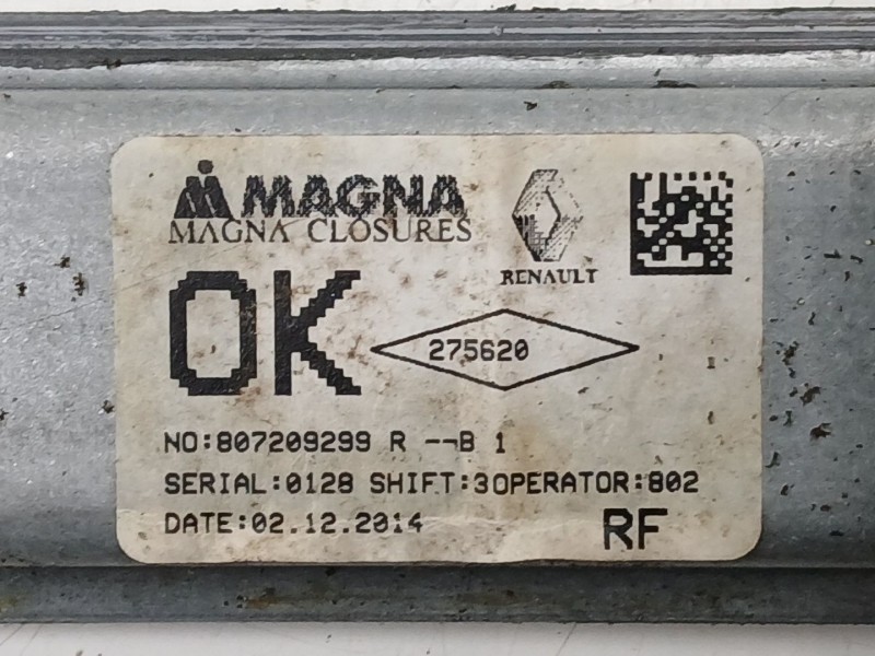 Recambio de elevalunas delantero derecho para dacia sandero ii 1.5 dci referencia OEM IAM 807209299R  