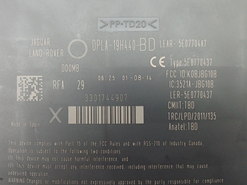 Recambio de modulo electronico para jaguar xf i (x250) 3.0 d referencia OEM IAM DPLA19H440BD  5E07704A7