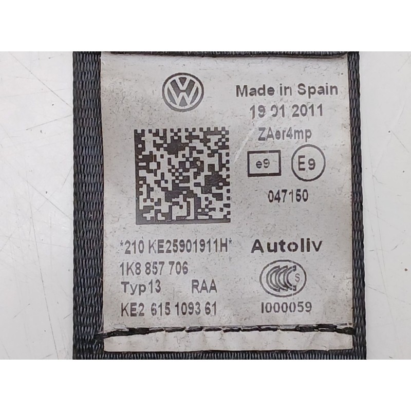 Recambio de cinturon seguridad delantero derecho para volkswagen scirocco iii (137, 138) 2.0 tdi referencia OEM IAM 1K8857706  